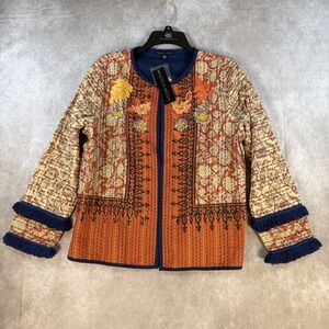 Indigo Moon Jacket Art to Wear Bohemian Embroidered Beaded Sequin Blue Fringe